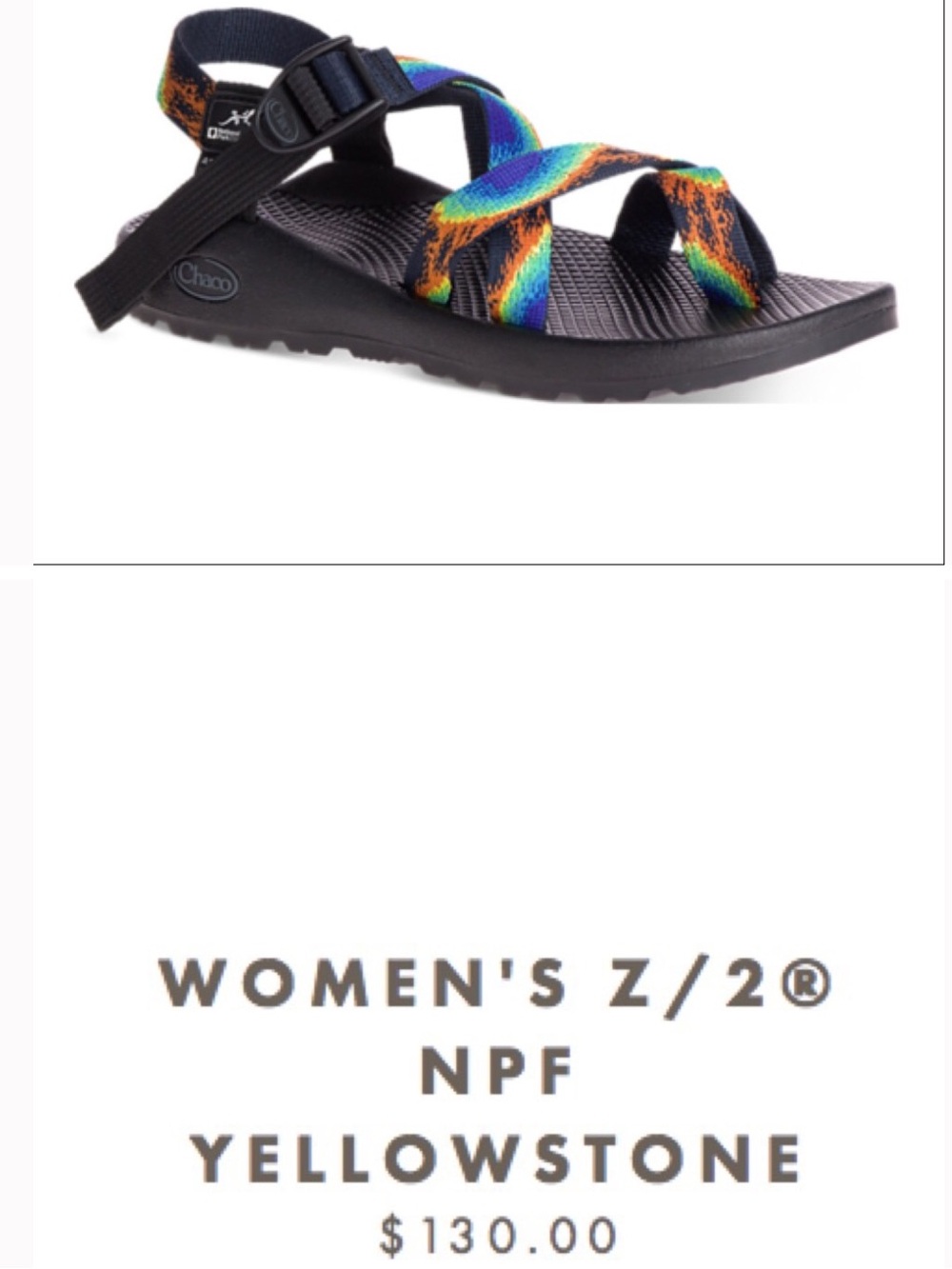 NWOB Chaco Z2 NPF Sandals Yellowstone Chaco Women's Classic Total Eclipse Siz 8